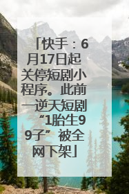 快手：6月17日起关停短剧小程序。此前一逆天短剧“1胎生99子”被全网下架